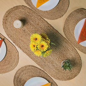 Chardin home jute braided oval table runner close edge detail