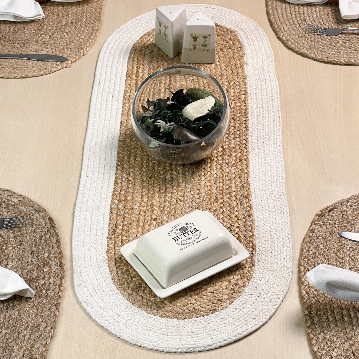 Chardin Home Verona oval jute runner close-up braid for rustic charm and durable texture.