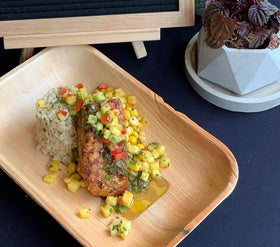 Charity Leaf tray backyard disposal: backyard-friendly and compostable, reducing waste.