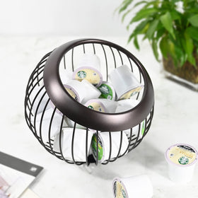Charmount coffee pod holder, top view with easy access and refill visibility