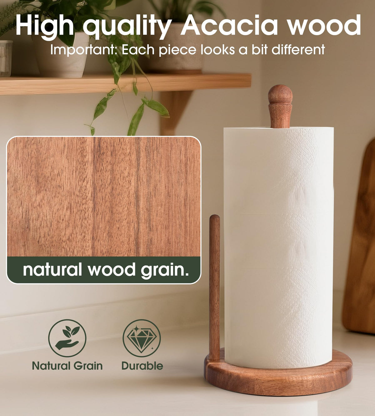 CHAUNCEY HOME paper towel holder with one-handed operation for easy access.