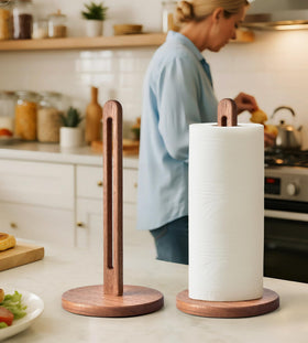 CHAUNCEY HOME Acacia holder keeps standard and jumbo rolls ready