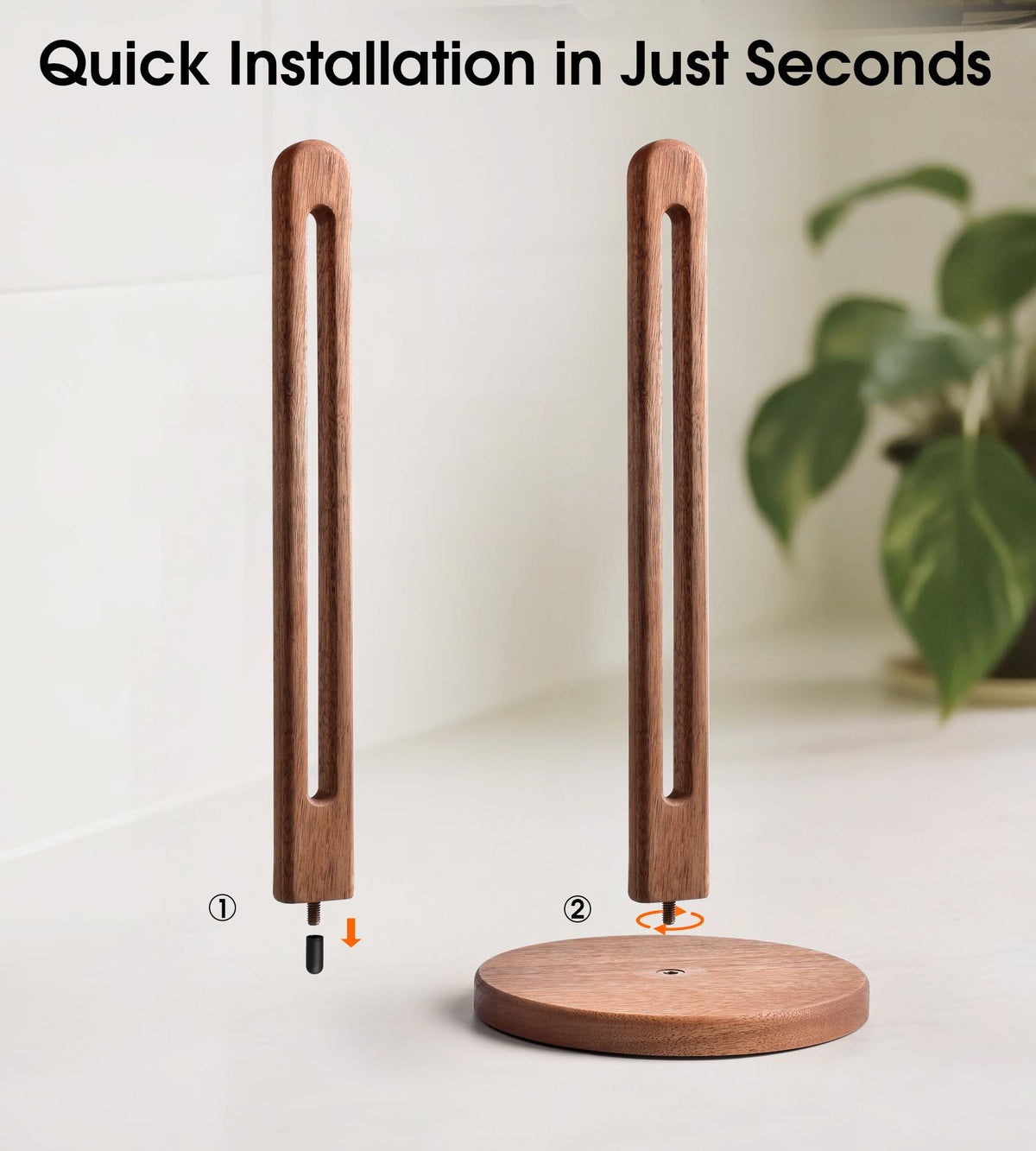 CHAUNCEY HOME Acacia wood holder with extended pole for jumbo rolls