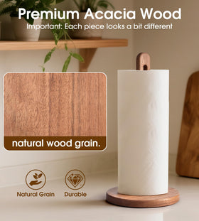 CHAUNCEY HOME Acacia holder base with non-slip pads on kitchen counter