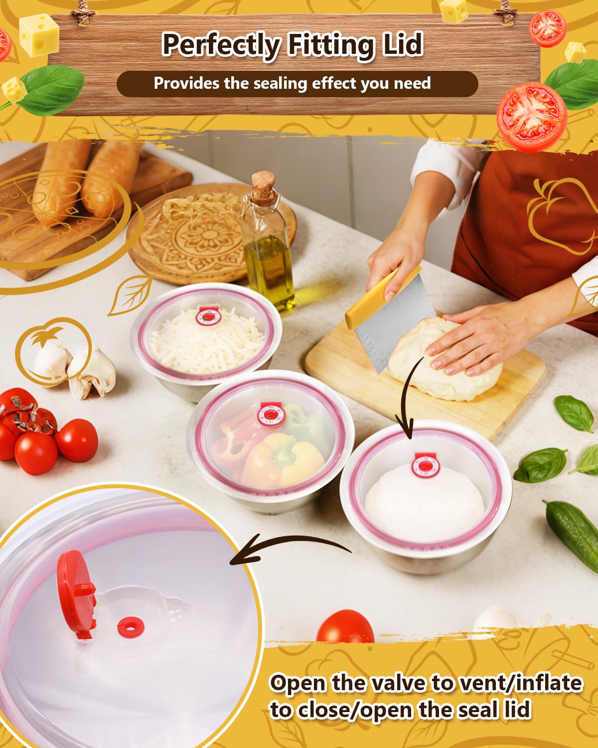 ChaviChax stackable dough container keeps fridge organized and dough fresh.