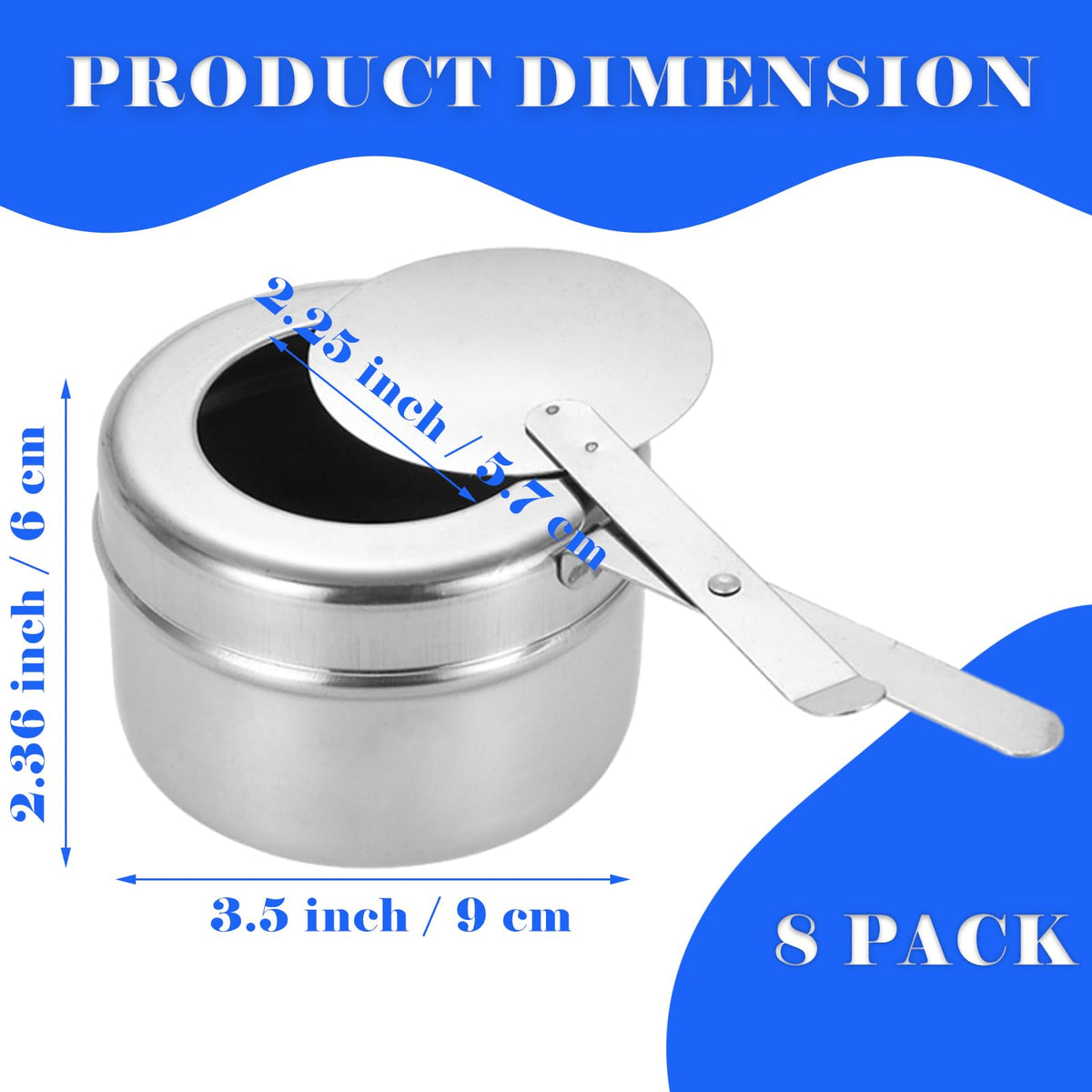 Cheardia stainless steel fuel holder with lid for safe flame control.