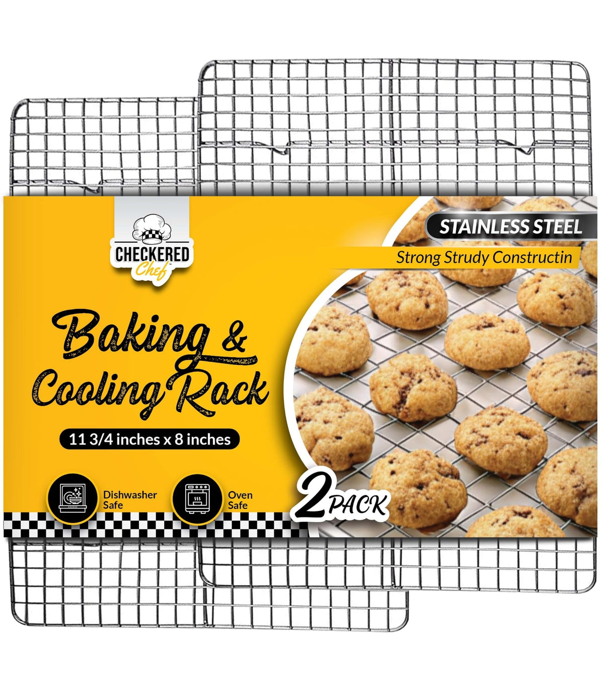 Checkered Chef cooling rack 8x11-75 elevates baked goods for even cooling.