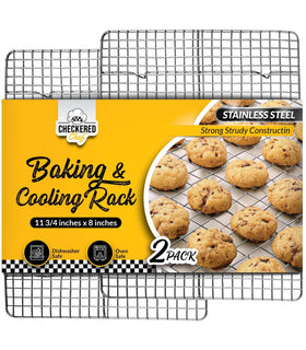 Checkered Chef cooling rack 8x11-75 elevates baked goods for even cooling.