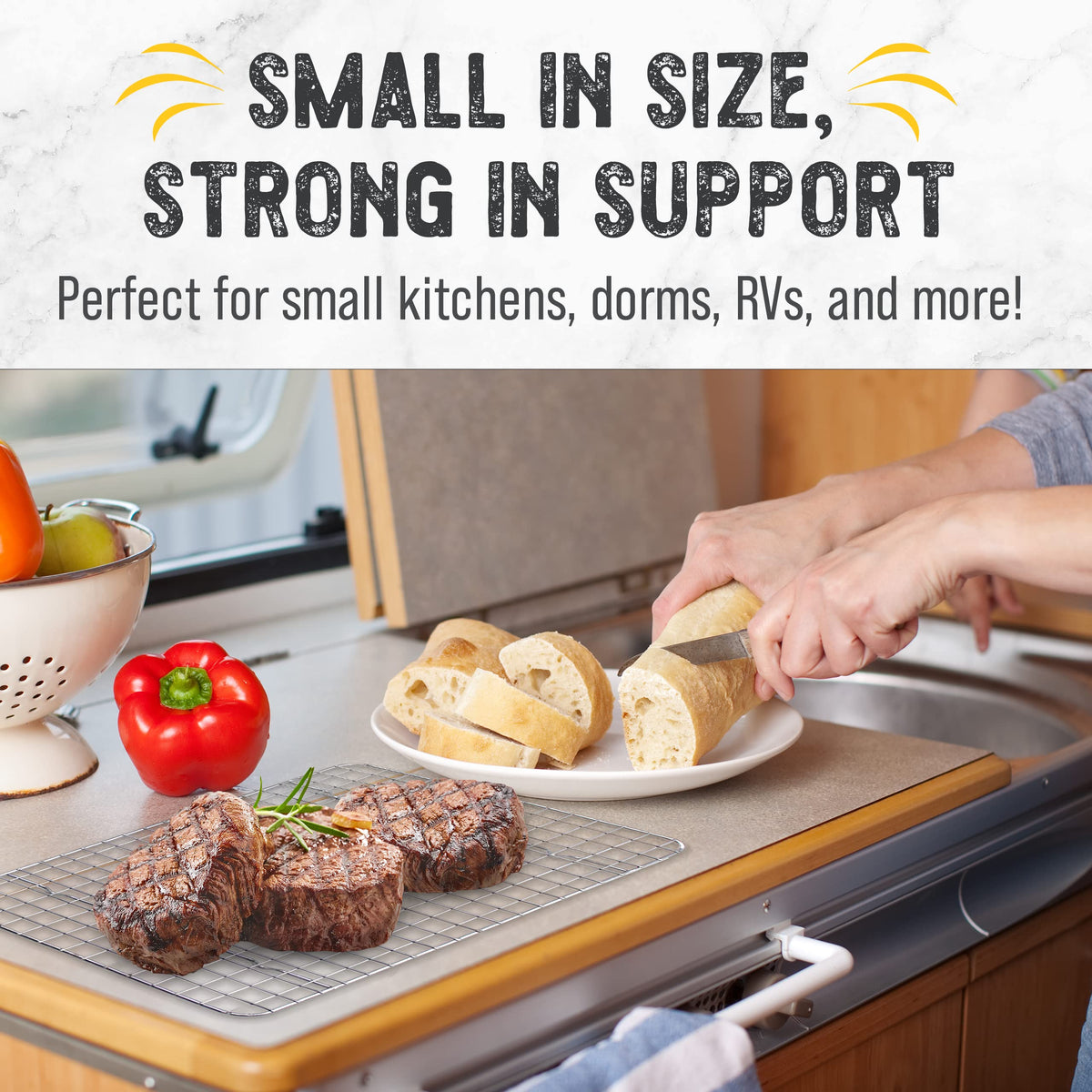 Checkered Chef cooling rack features warp resistant durable construction for long-term use.