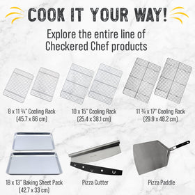 Checkered Chef cooling rack grid pattern prevents foods from slipping through.
