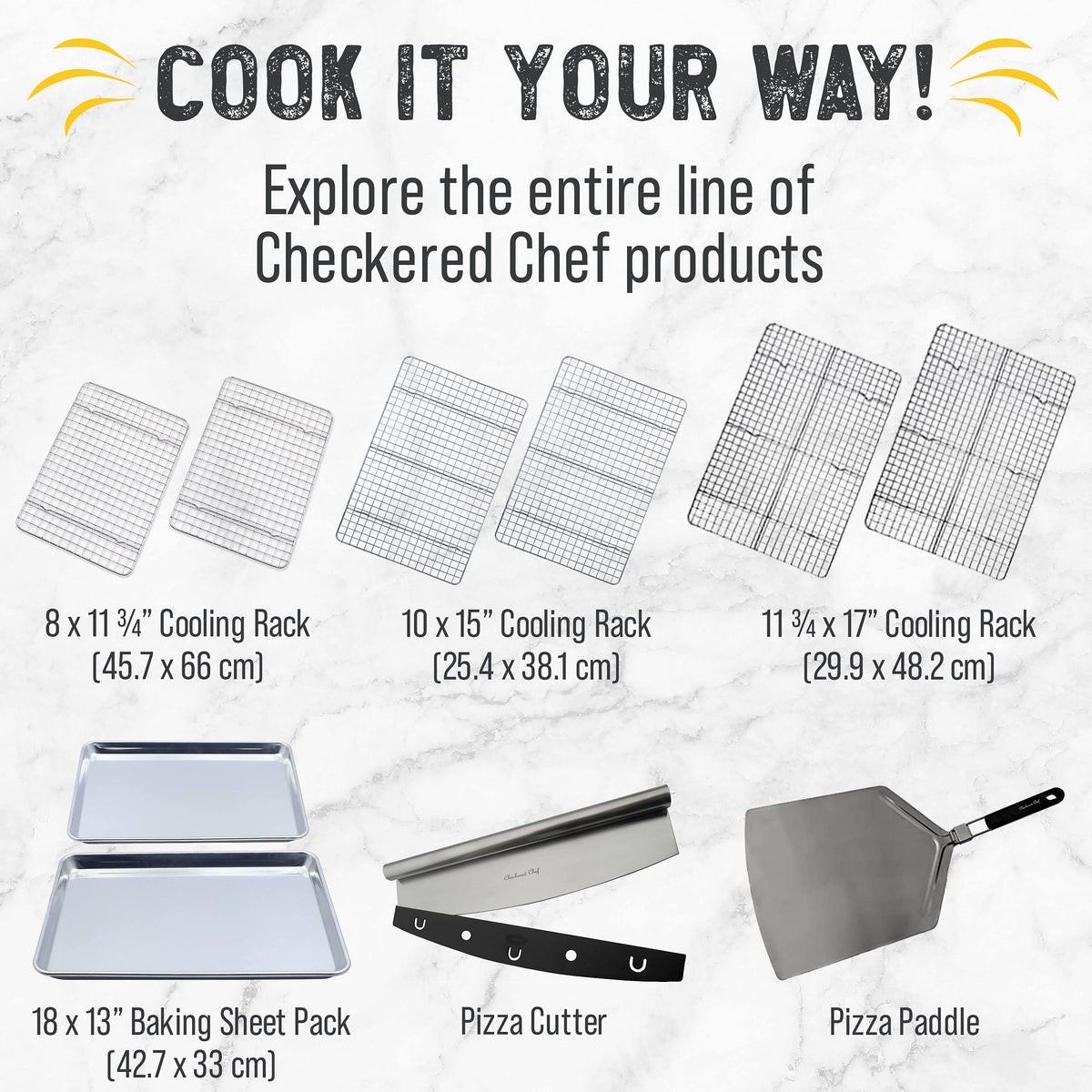 Checkered Chef effortless cleanup cooling rack encourages easy post bake cleanup.