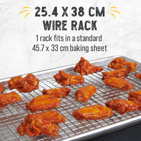 Checkered Chef grid design cooling rack promotes airflow and prevents items from falling.