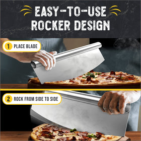 Checkered Chef pizza cutter rocker with holster keeps blade safely stored between uses