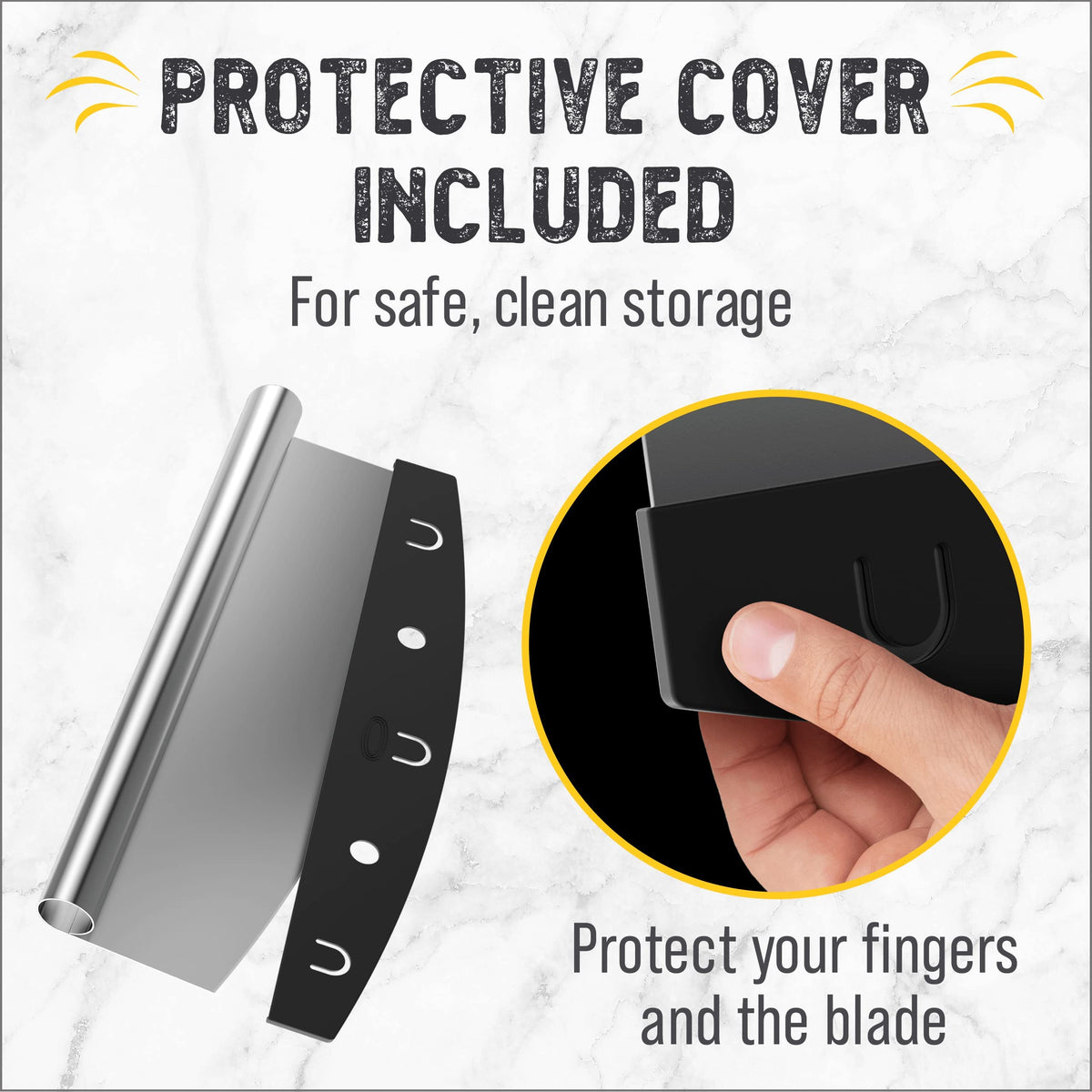 Checkered Chef rocker features a durable stainless steel blade for long lasting use