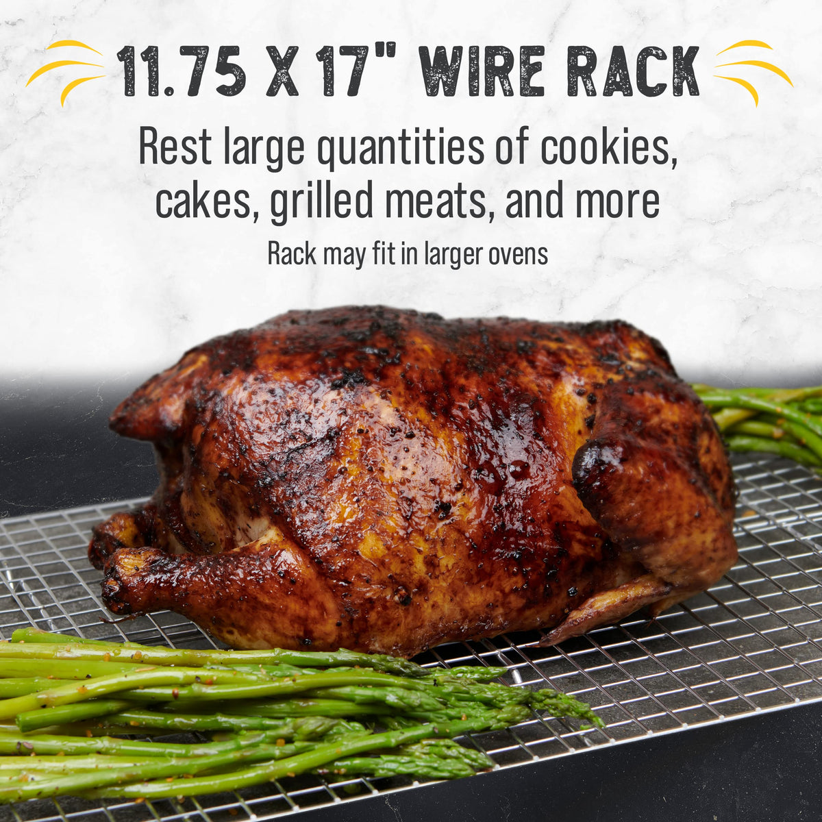 Two-pack Checkered Chef cooling racks fit standard ovens.