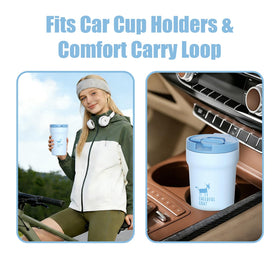 Cheerful Goat compact portable mug fits cup holders and backpacks
