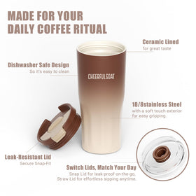 CHEERFUL GOAT double-wall insulation maintains hot or cold drinks for hours.