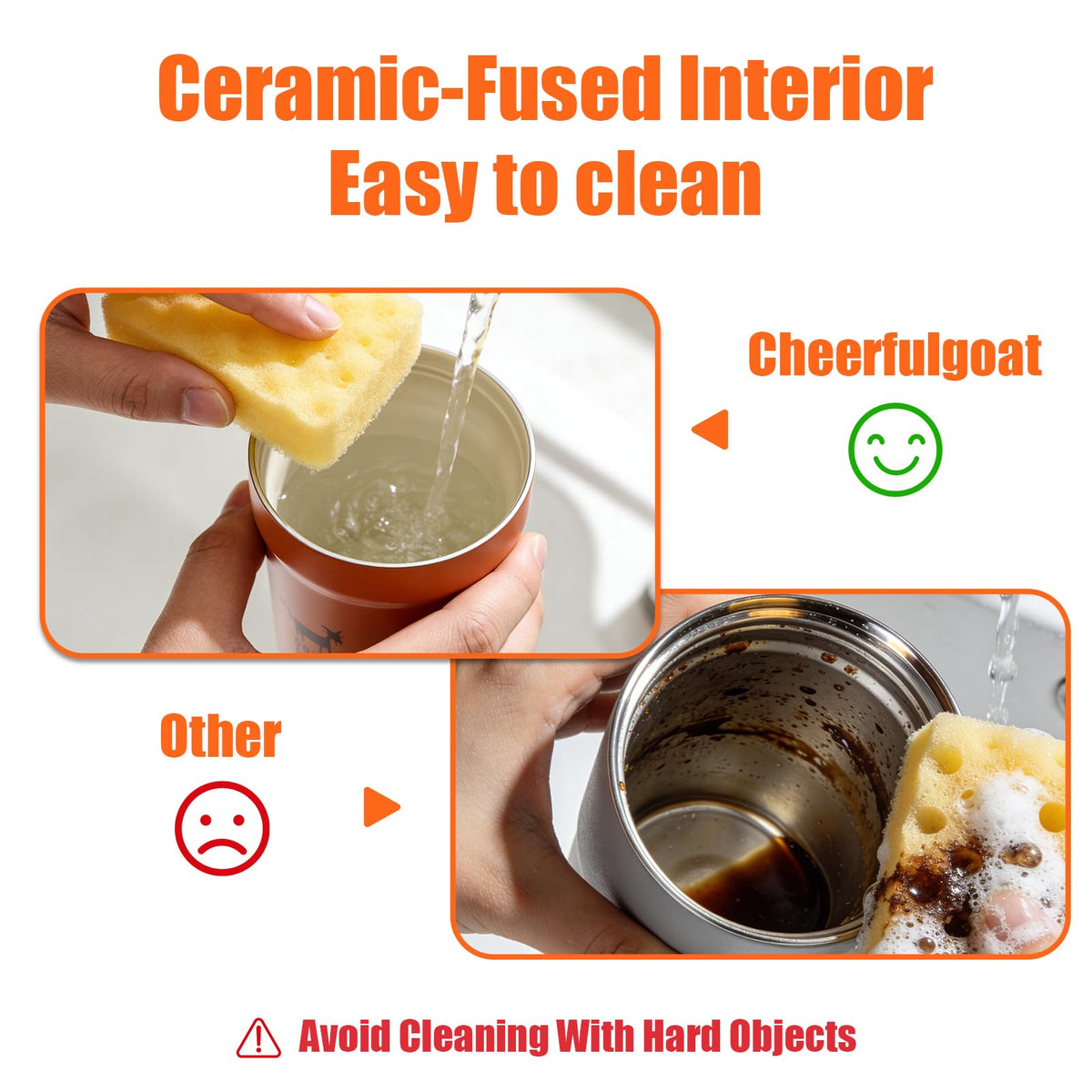 CHEERFUL GOAT hot and cold temp control supports long lasting beverage temperatures.