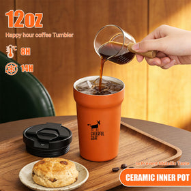 12 oz capacity shown with double-wall construction for temperature stability