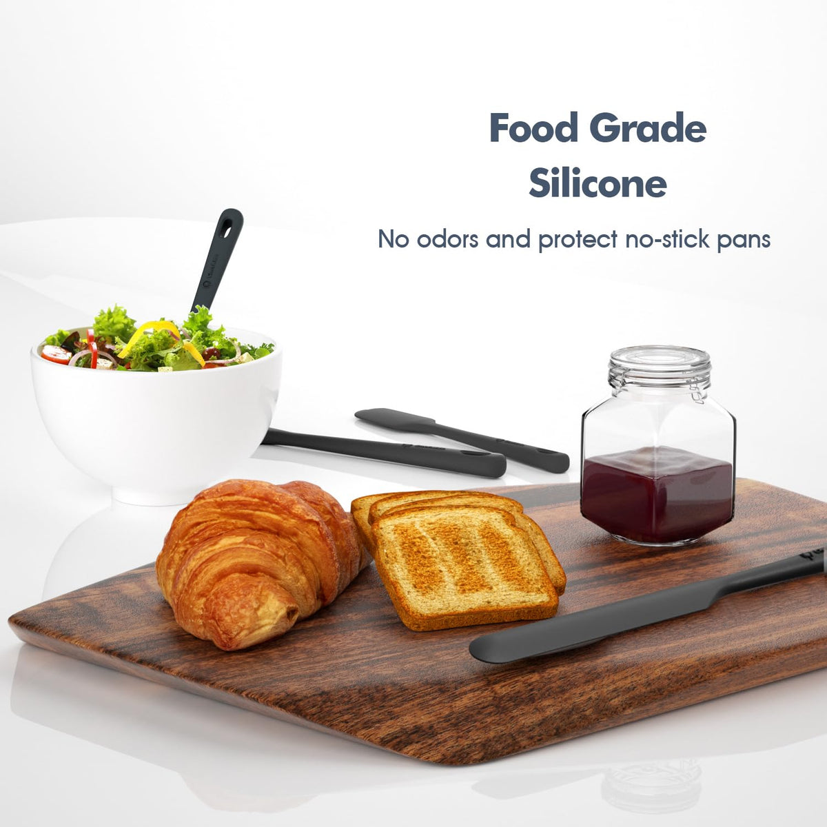 ChefAide dishwasher-safe spatulas ready for quick cleanup after cooking