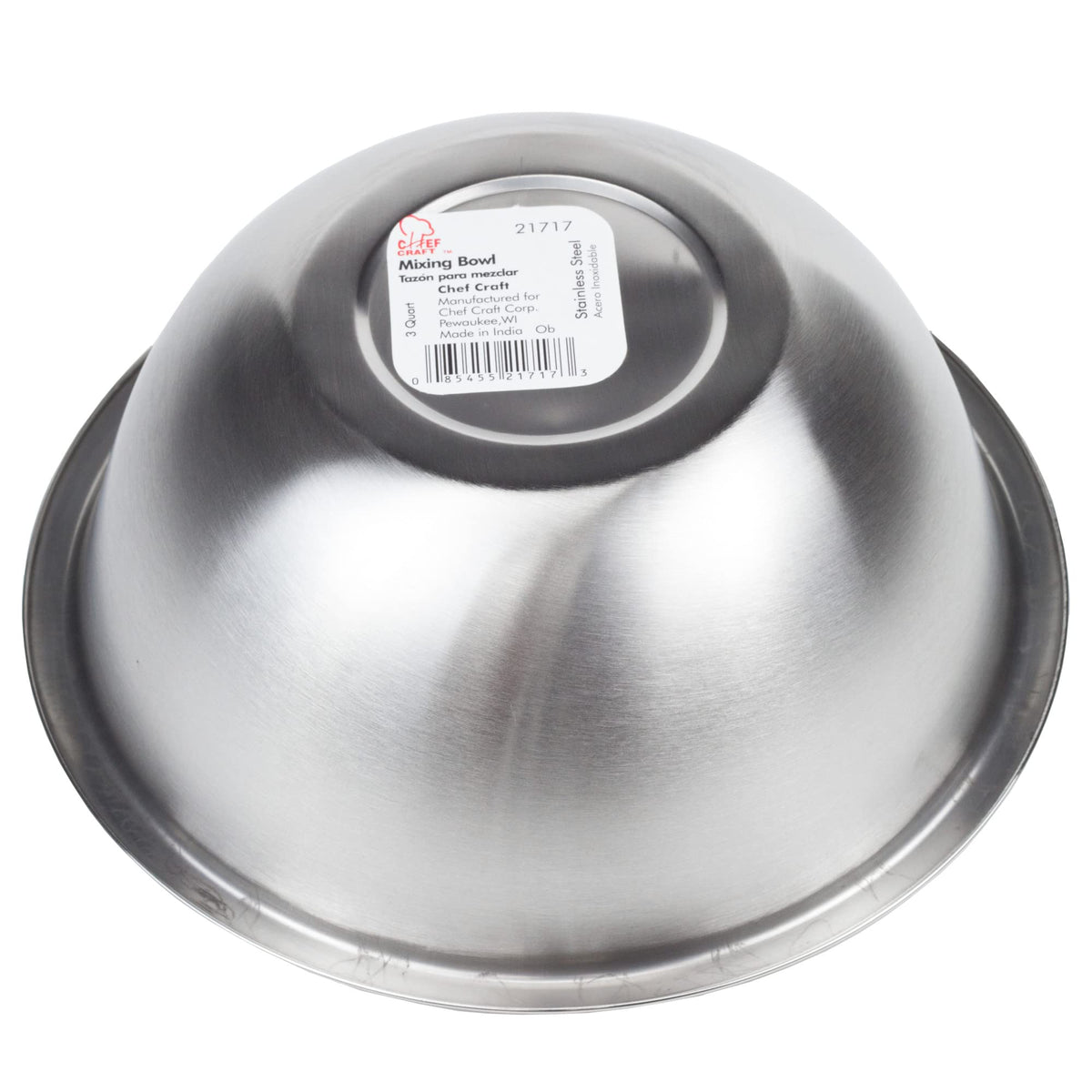 Chef Craft brushed mixing bowl; dishwasher-safe for easy cleaning.