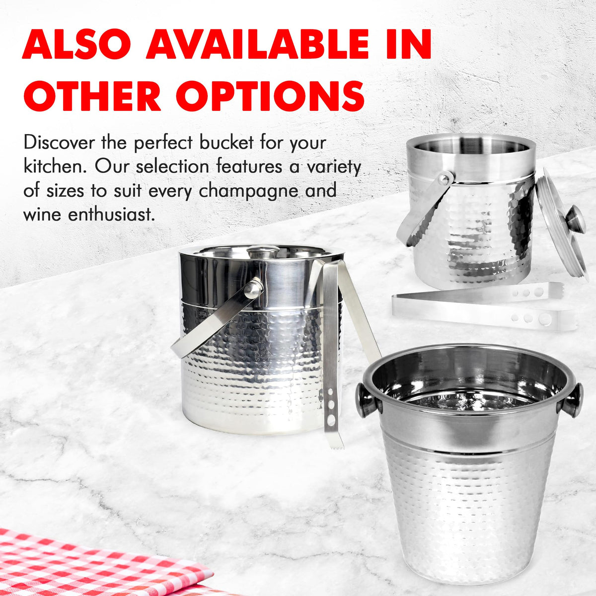 Chef Craft hammered champagne bucket is dishwasher safe for quick cleanup.
