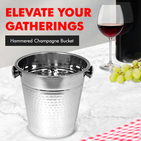 Chef Craft hammered champagne bucket with side knobs for easy transport at events.