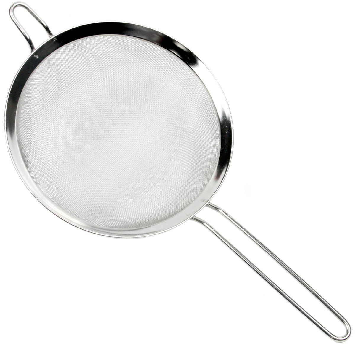 Chef Craft Select mesh strainer resting over a pot, 8-inch diameter for efficient draining