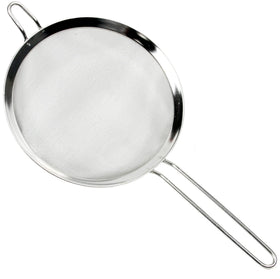 Chef Craft Select mesh strainer resting over a pot, 8-inch diameter for efficient draining