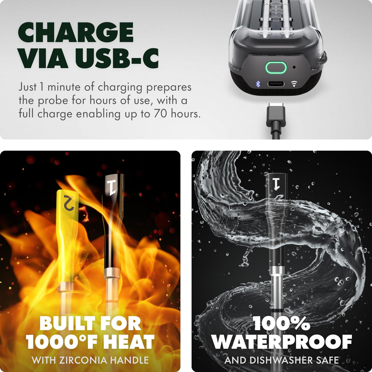 CHEF iQ Sense dishwasher-safe probes for easy cleanup.
