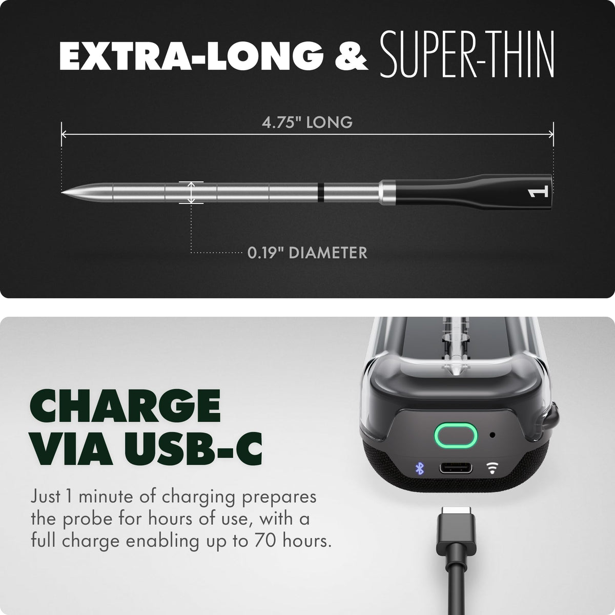 CHEF iQ Sense dishwasher-safe probes simplify cleanup after cooking.