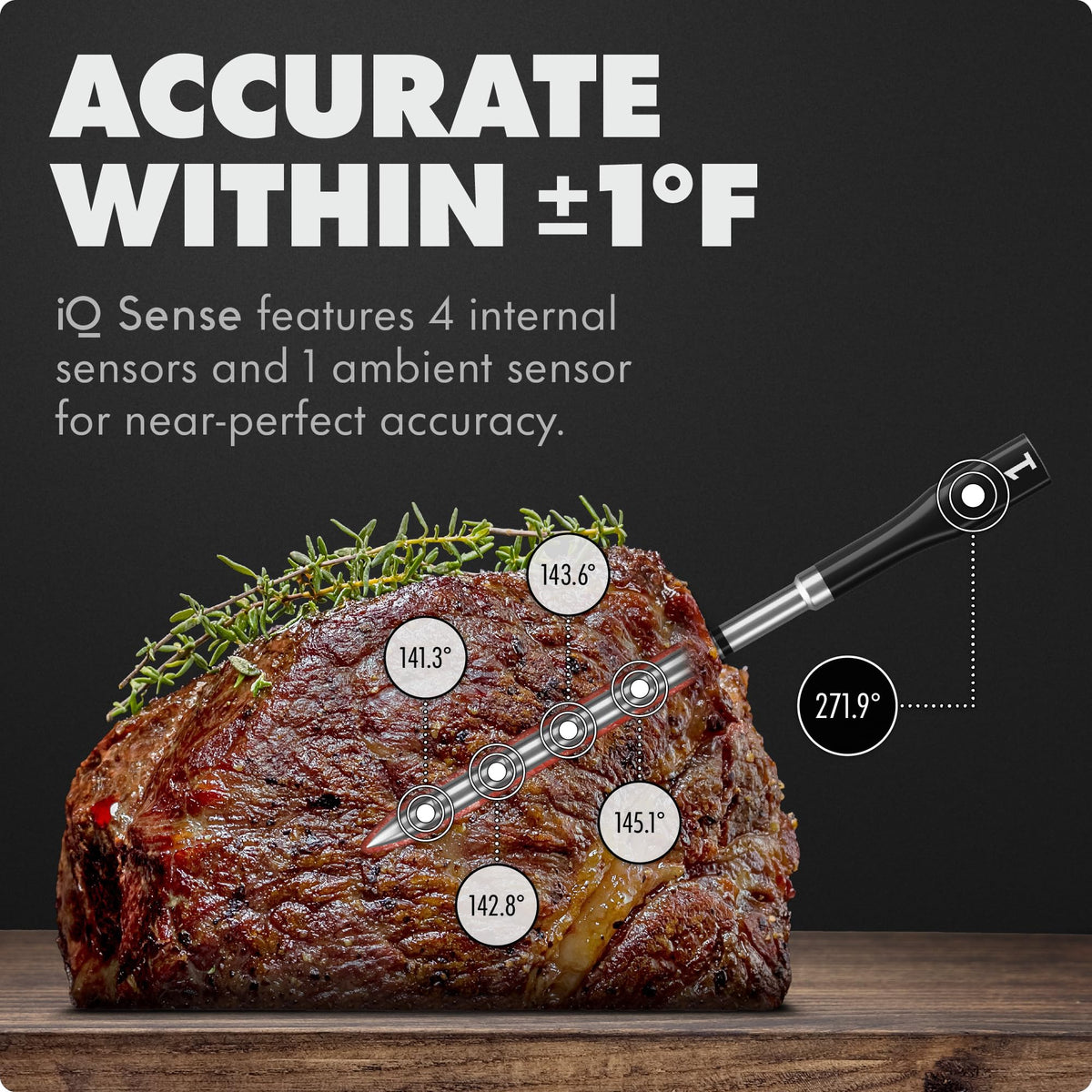 CHEF iQ Sense five sensors capture readings from multiple angles for even doneness.