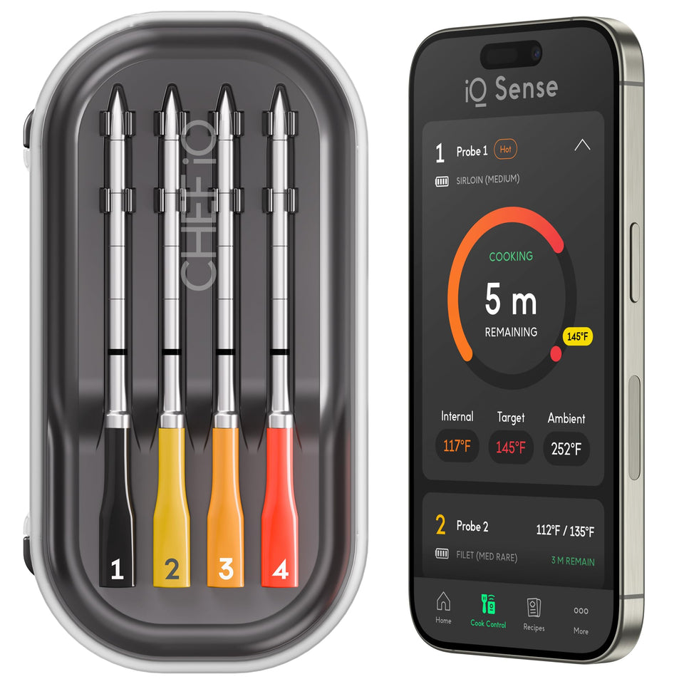 CHEF iQ Sense with four probes ready for precise doneness and juice retention