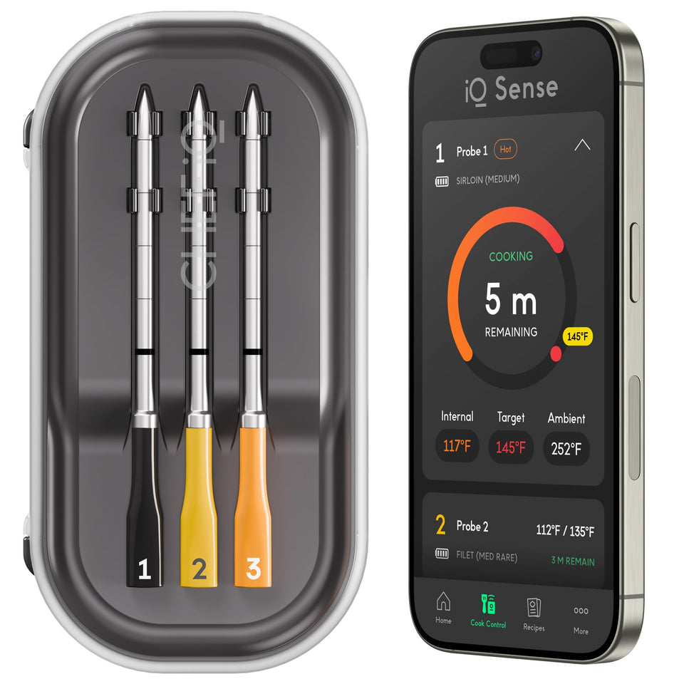 CHEF iQ Sense three probes in use for multi-protein cooking