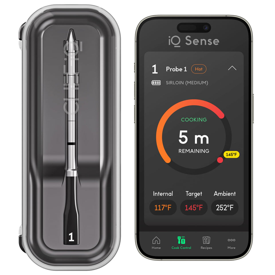 CHEF iQ Sense ultra-thin probe providing precise temperature readings for juicy results.
