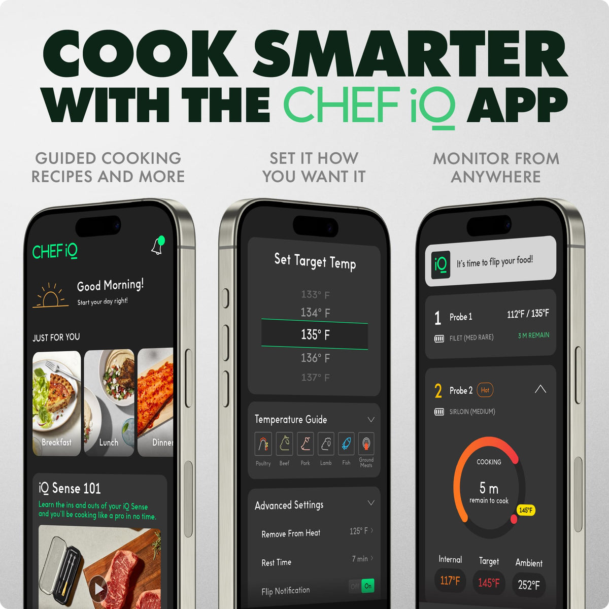 CHEF iQ Sense ultra-thin probes minimizing intrusion during cooking