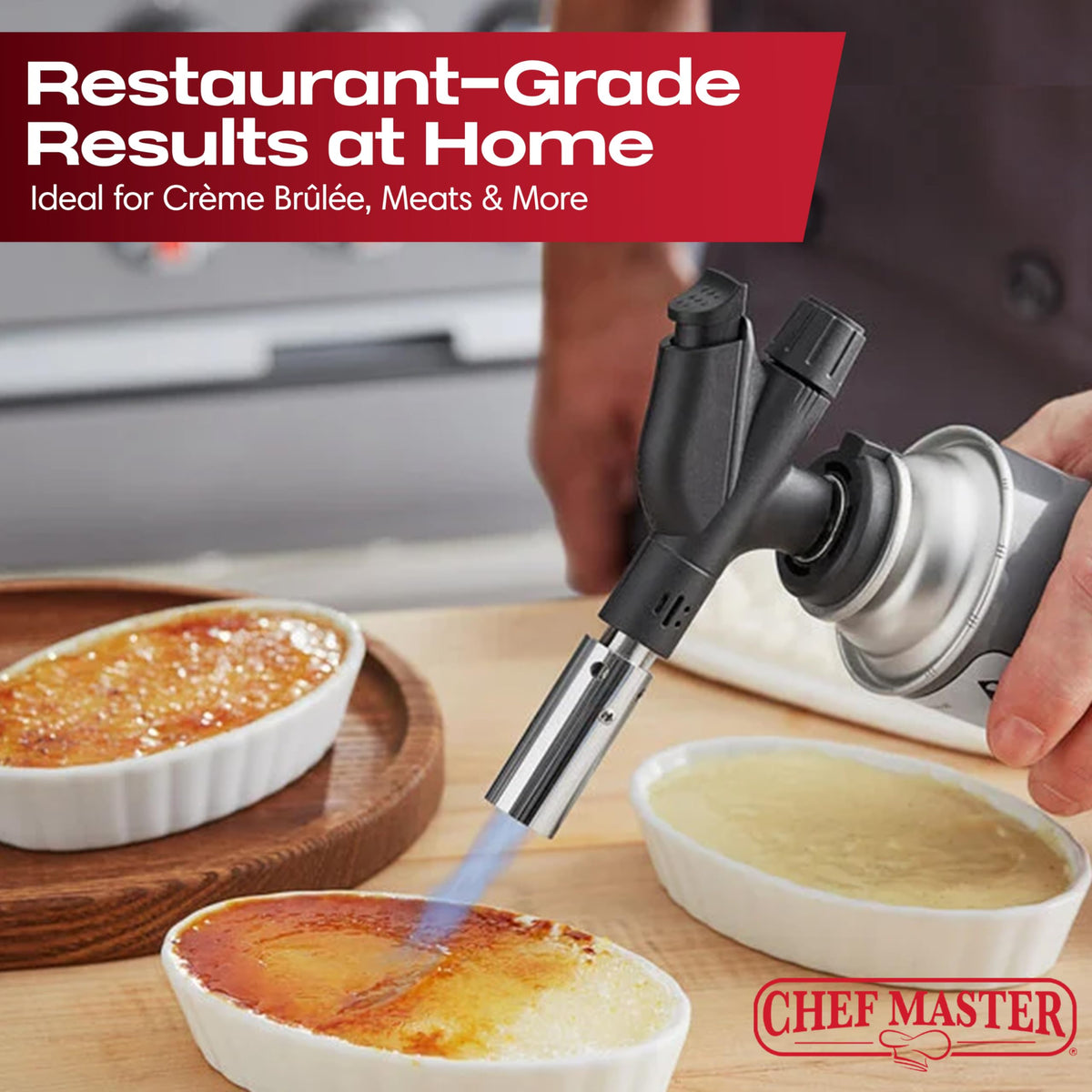 Chef Master anti-flare safety torch ensures stable flames during use