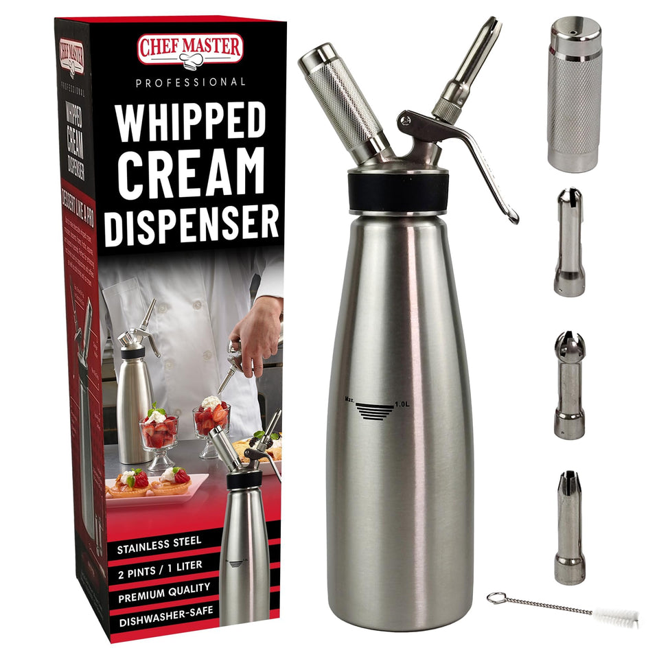 Chef Master whipped cream dispenser for fast, fluffy toppings.