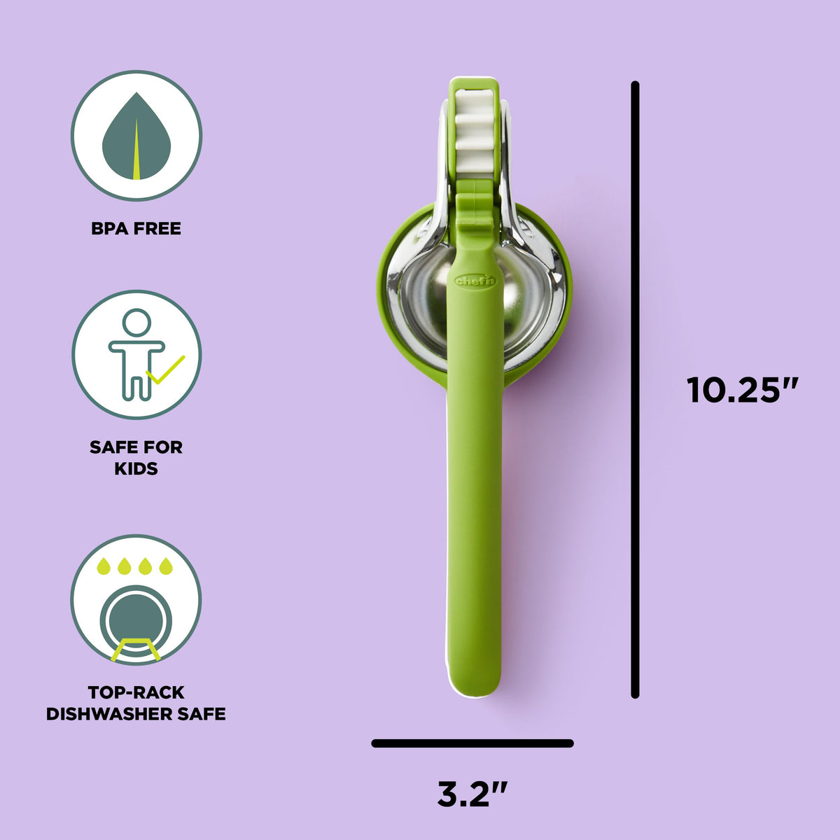 Chef'n FreshForce dual-gear mechanism close-up boosts juice yield with less effort.
