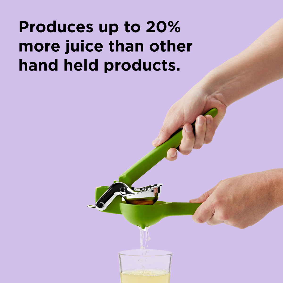 Chef'n FreshForce on kitchen counter with lemons and limes, versatile handheld juicer.