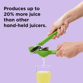 Close-up of FreshForce lime juice pouring into a glass.
