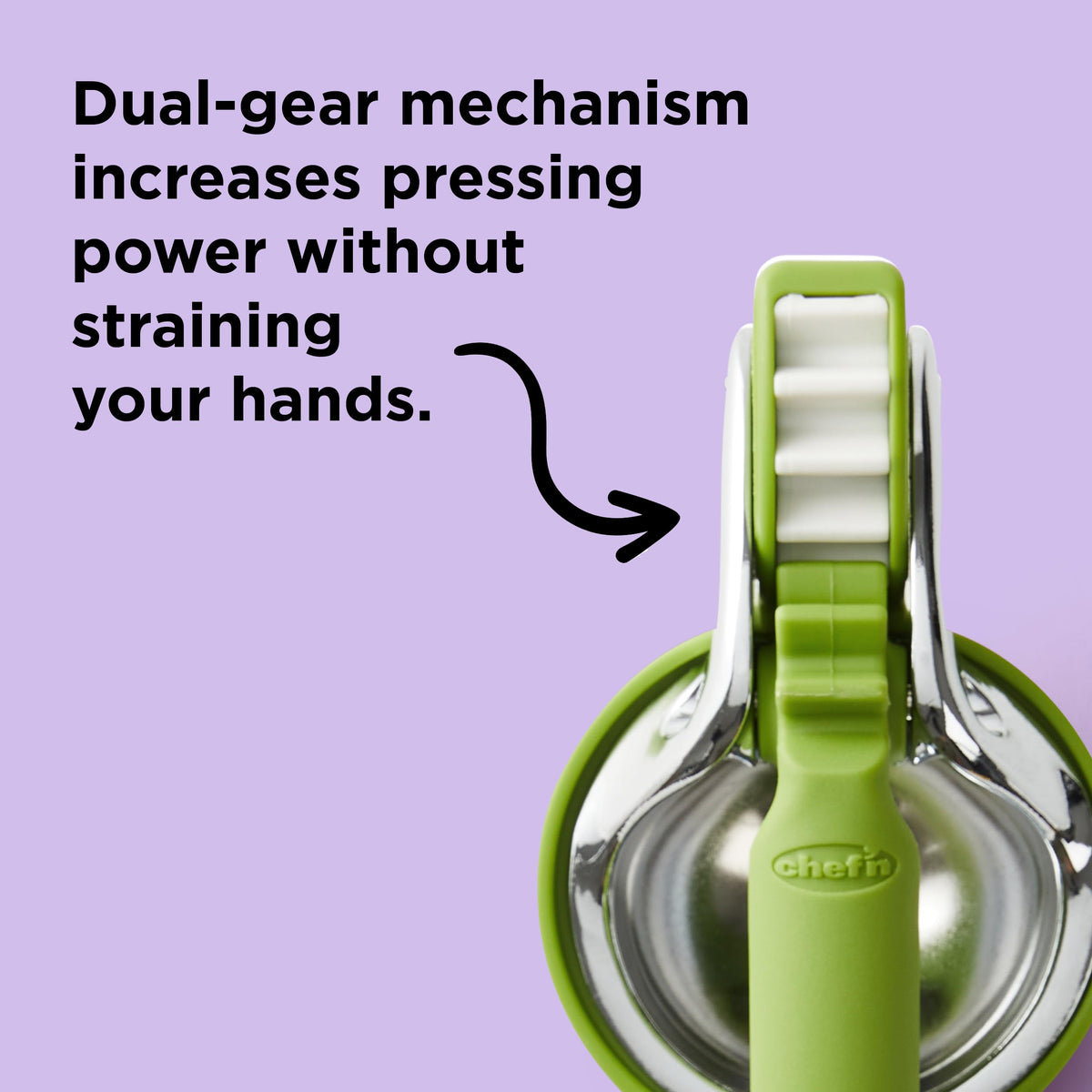 Chef'n FreshForce stainless steel and nylon build shown, durable construction for long-term use.