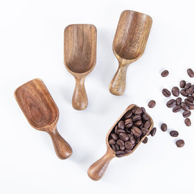 CHEF OLÉ acacia wood scoops for jars, 4pc set, smooth finish for precise measuring.