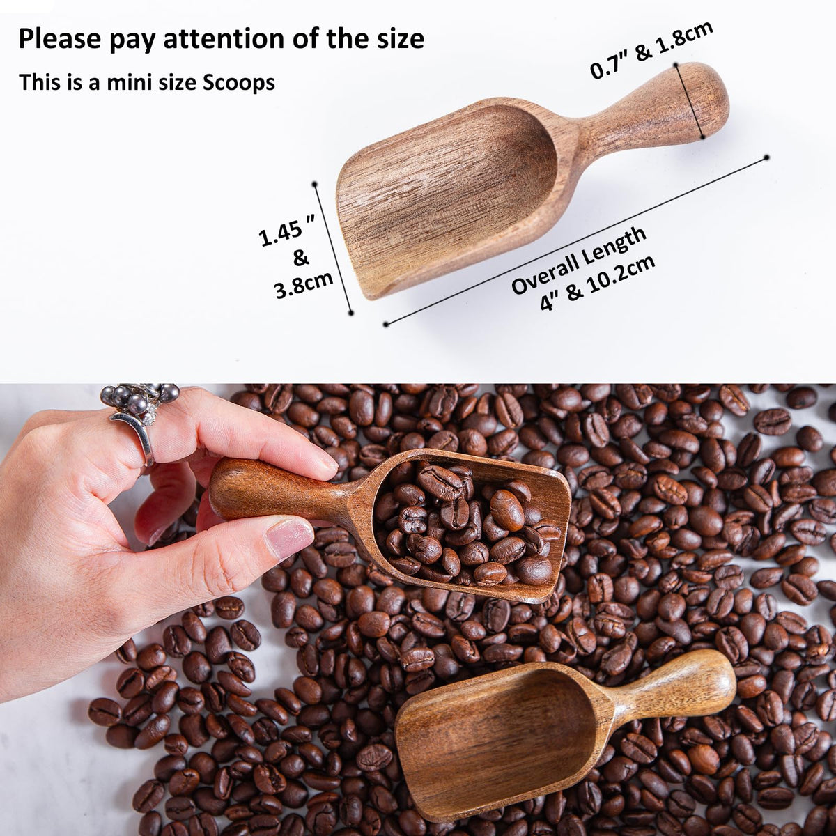 CHEF OLÉ acacia wood scoop with smooth surface and easy grip handle