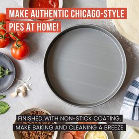 Chef Pomodoro Chicago Deep Dish Pan – nonstick coating allows easy release with minimal cleanup.