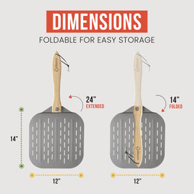 Chef Pomodoro foldable wood-handle pizza peel for compact storage and safe transfers.