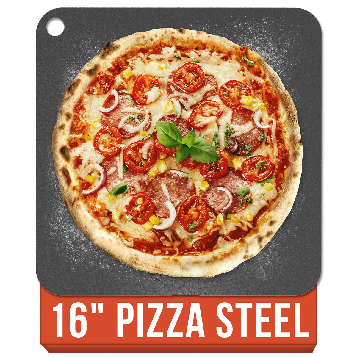 Chef Pomodoro oven baking steel 16x16 showcases ample capacity for pizzas and breads.