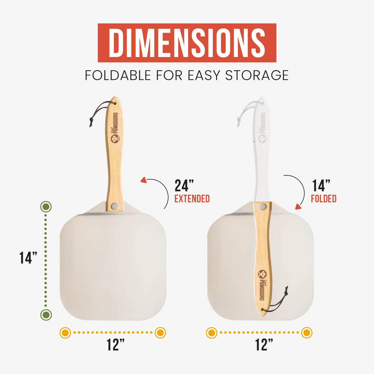 Chef Pomodoro pizza peel ultra-thin edge closeup for smooth dough release.