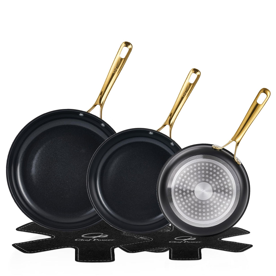 Chef Power 8-inch ceramic fry pan with stone-black handle for everyday cooking.