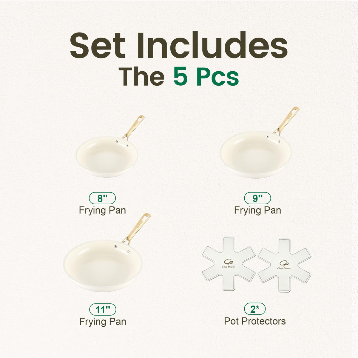 Chef Power ceramic frying pan 9in cream white offers reliable nonstick performance